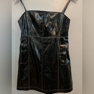 Black faux leather mini dress by Urban Outfitters